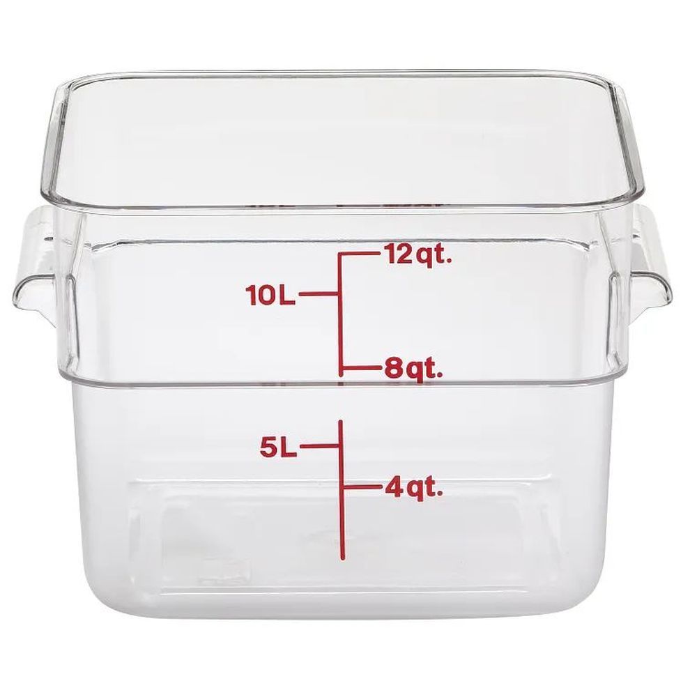 Cambro Camwear Camsquares Classic Clear Polycarbonate 12 Quart Food Storage Container With Winter Rose Graduation, 11 1/4 X 12 1/4 X 8 1/4 Inch -- 6 Per Case