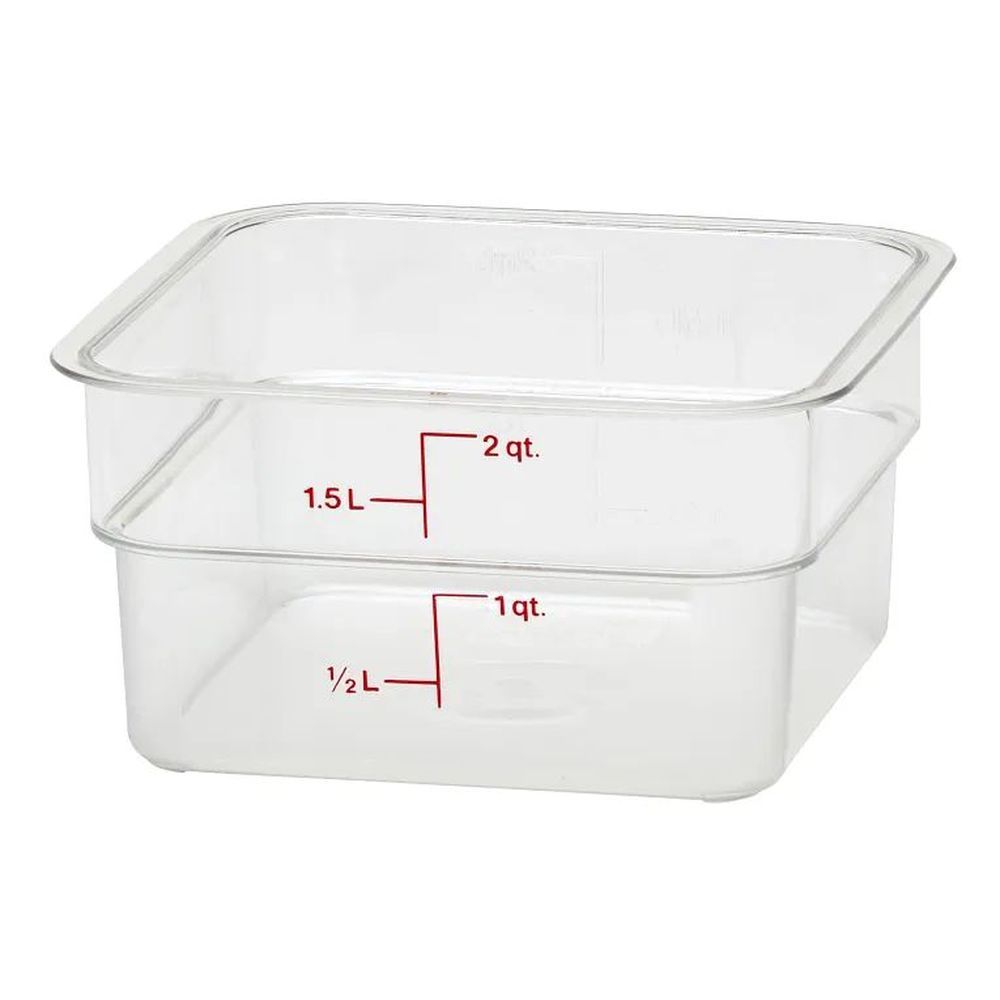 Cambro Camwear Camsquares Classic Clear Polycarbonate 2 Quart Food Storage Container With Winter Rose Graduation, 7 1/4 X 7 1/4 X 3 7/8 -- 6 Per Case