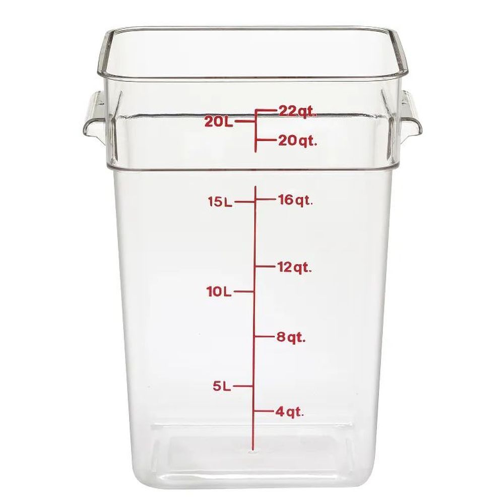 Cambro Camwear Camsquares Classic Clear Polycarbonate 22 Quart Food Storage Container With Winter Rose Graduation, 11 1/4 X 12 1/4 X 15 3/4 Inch -- 6 Per Case