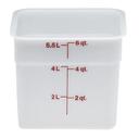 White 8 3/8 inch X 8 3/8 inch X 7 1/4 inch Camsquare Food Storage Containers - Poly 6 Quart -- 6 per case