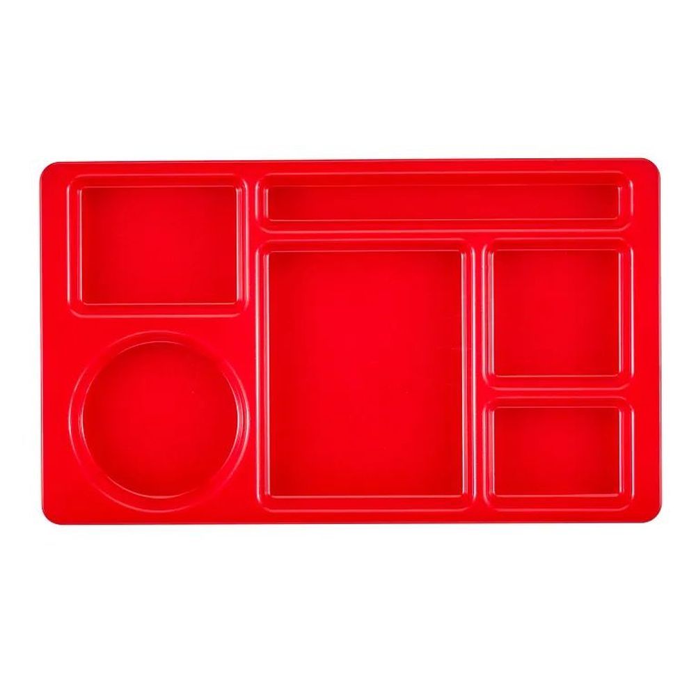 Cambro Camwear Red Polycarbonate 2 X 2 Six Compartment School Tray, 15 X 8 3/4 Inch -- 24 Per Case