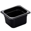 H Pan One Sixth Size Food Storage Pan, Black, 6 3/8 x 6 15/16 x 4 inch -- 6 per case