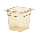 H Pan One Sixth Size Food Storage Pan, Amber, 6 3/8 x 6 15/16 x 6 inch -- 6 per case