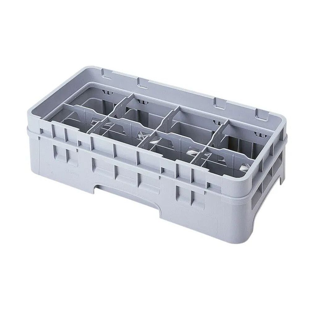 Cambro Camrack Soft Gray Plastic Half Size 8 Compartment Cup Rack For 4 1/8 X 4 1/4 Inch Cup, 19 3/4 X 9 7/8 X 5 5/8 Inch -- 5 Per Case
