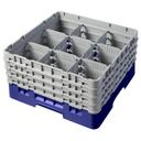 Cambro Camrack Polypropylene Navy Blue Full Size 9 Compartment Glass Rack, 8 1/2 inch -- 2 per case.