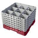 Cambro Camrack Polypropylene Cranberry Full Size 9 Compartment Glass Rack, 11 3/4 inch -- 2 per case.