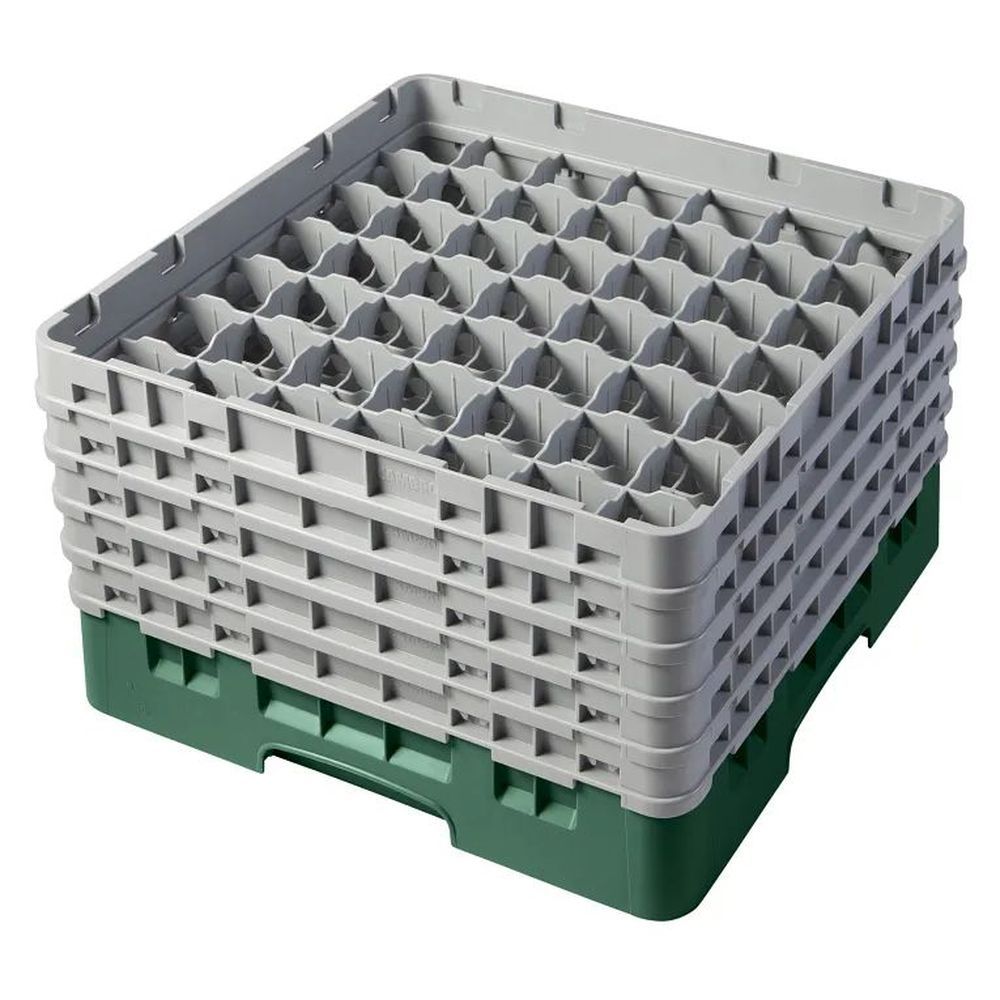 Cambro Camrack Sherwood Green Plastic Full Size 49 Compartment Glass Rack For 2 7?16 X 10 1/8 Inch Glass, 19 3?4 X 19 3?4 X 12 1/8 Inch -- 2 Per Case