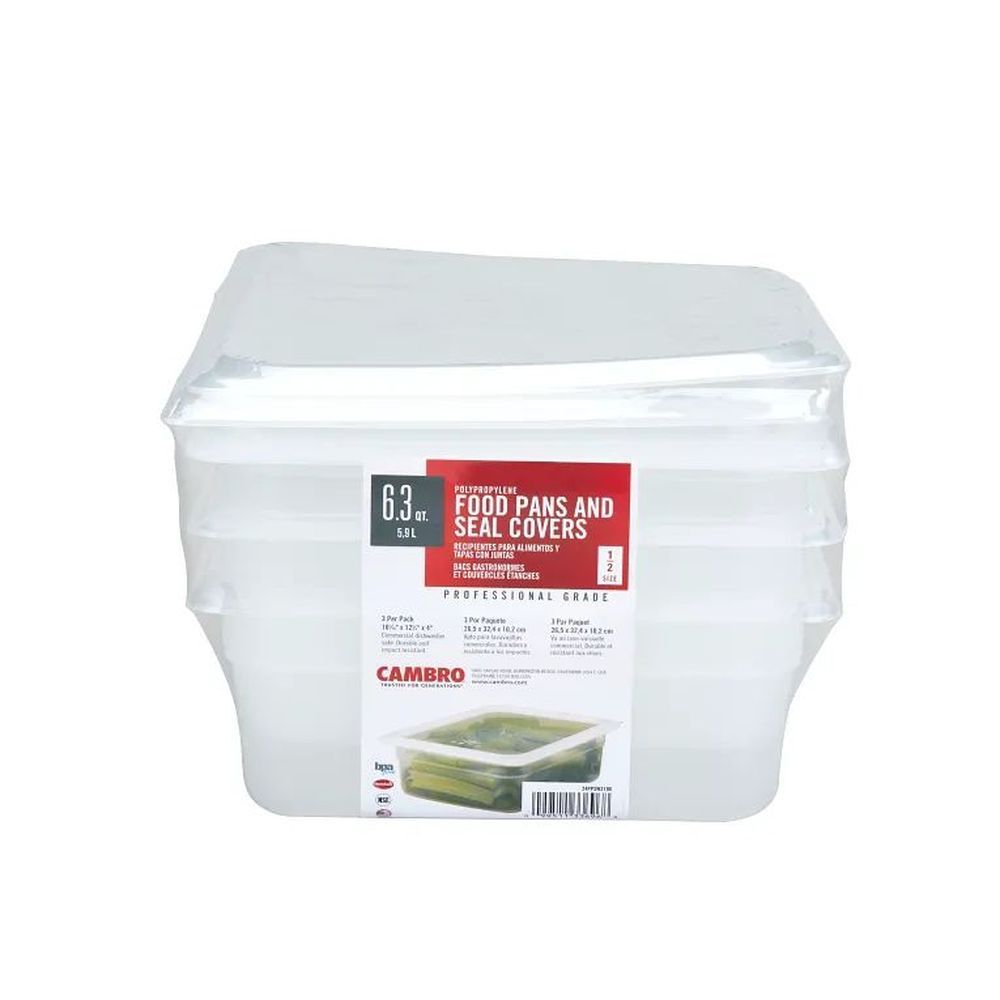Cambro Translucent Polypropylene Gn 1/2 Size Food Pan With Seal Cover - Multi Packs, 4 Inch Depth -- 6 Per Case