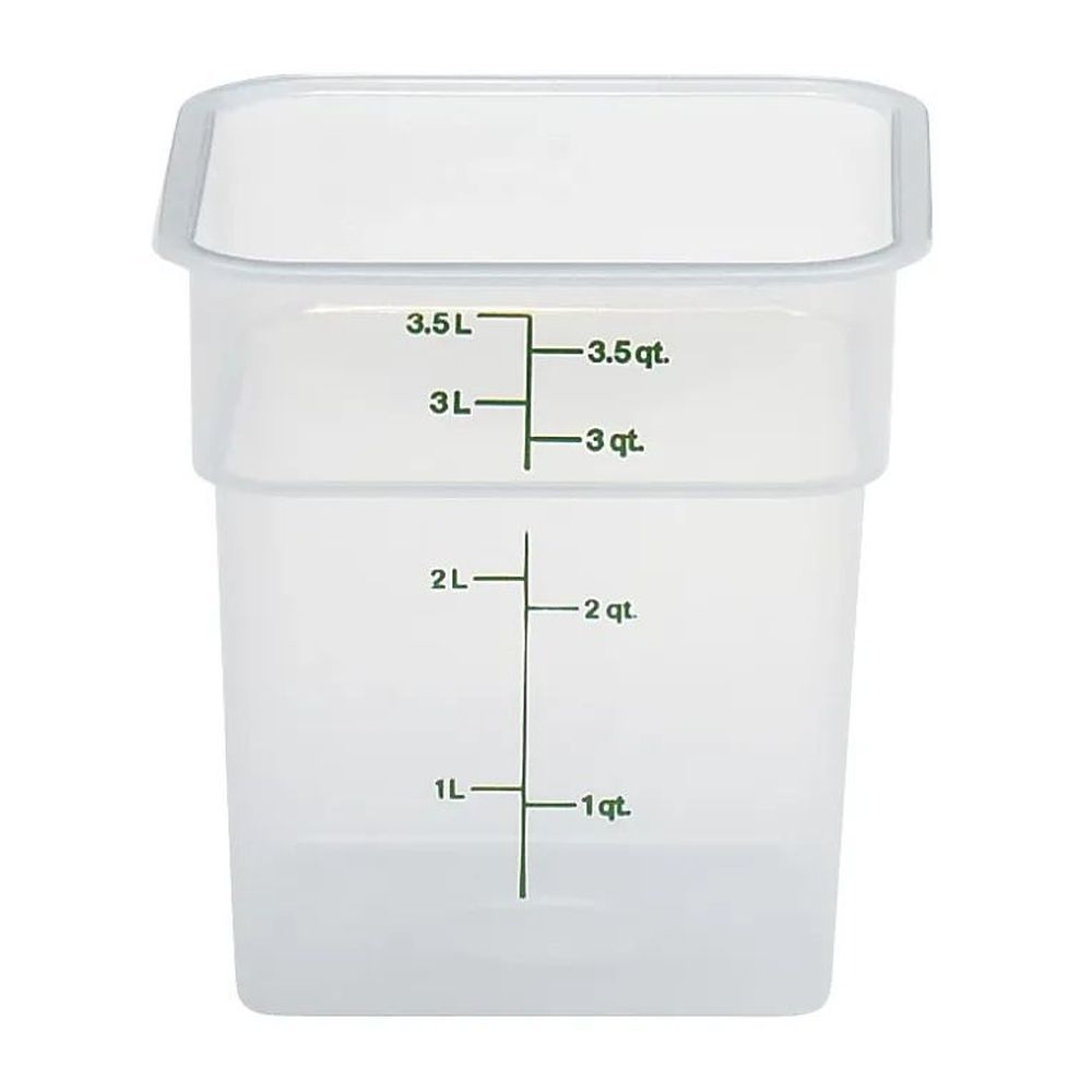 Cambro Camsquares Classic Translucent Polypropylene Food Storage Container With Kelly Green Graduation, 4 Quart Capacity -- 6 Per Case