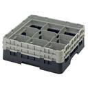 Cambro Camrack Polypropylene Black Full Size 9 Compartment Glass Rack, 5 1/4 inch -- 4 per case.