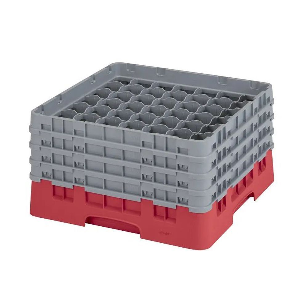 Cambro Camrack Rose Red Plastic Full Size 49 Compartment Glass Rack For 2 7?16 X 8 1/2 Inch Glass, 19 3?4 X 19 3?4 X 10.5 Inch -- 2 Per Case