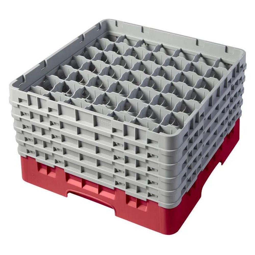 Cambro Camrack Rose Red Plastic Full Size 49 Compartment Glass Rack For 2 7?16 X 10 1/8 Inch Glass, 19 3?4 X 19 3?4 X 12 1/8 Inch -- 2 Per Case