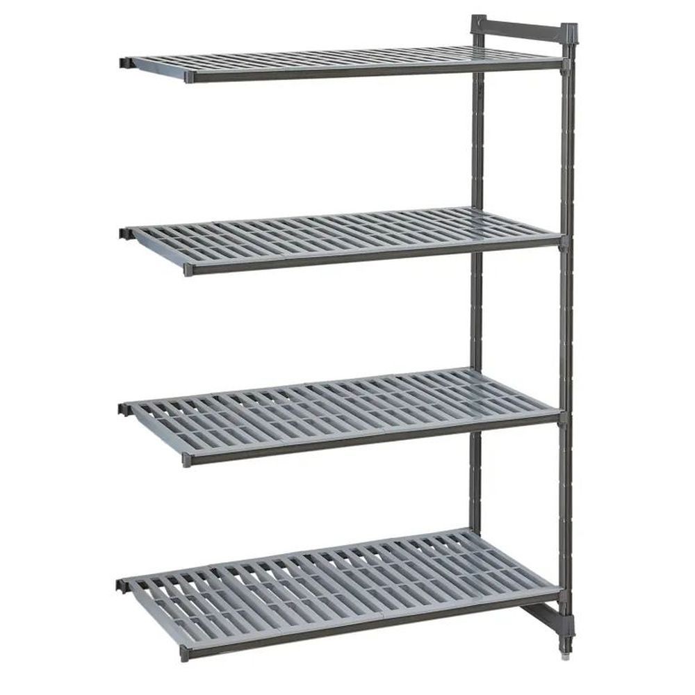 Cambro Camshelving Basics Plus Series Brushed Graphite 4 Vented Shelf Add-on Unit, 18 X 36 X 72 Inch