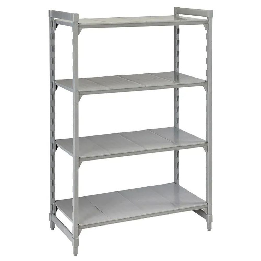 Cambro Camshelving Premium Speckled Gray Polypropylene 4 Solid Shelf Stationary Starter Unit, 18 X 42 X 72 Inch
