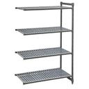Cambro Camshelving Basics Plus Brushed Graphite 4 Vented Shelf Stationary Add On Unit, 21 x 36 x 64 inch