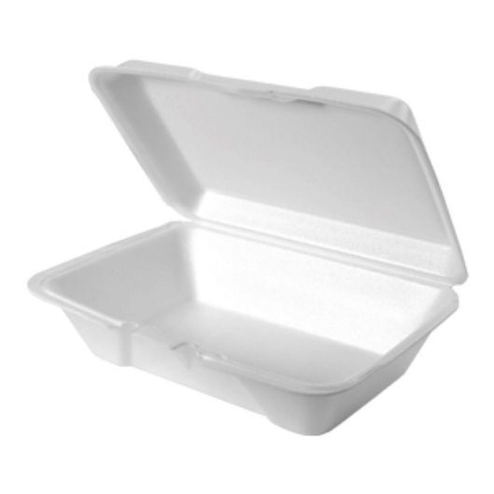 White Large Deep All Purpose Foam Hinged Container