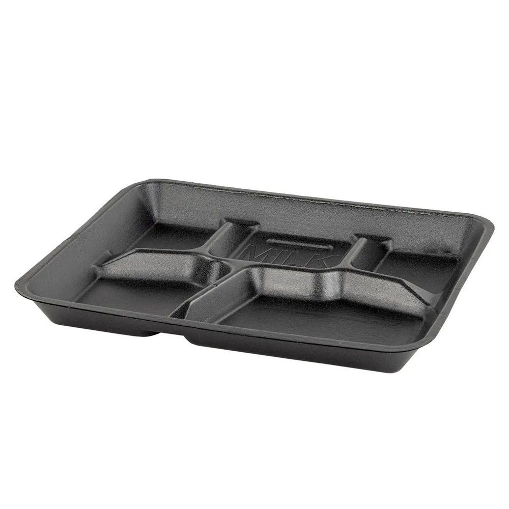 Genpak Black 5 Compartment Foam Tray, 10.4 X 8.4 X 1.19 Inch -- 500 Per Case