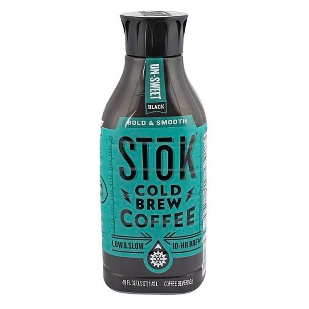 Stok Cold Brew Unsweetened Black Coffee, 48 Ounce -- 6 per case.