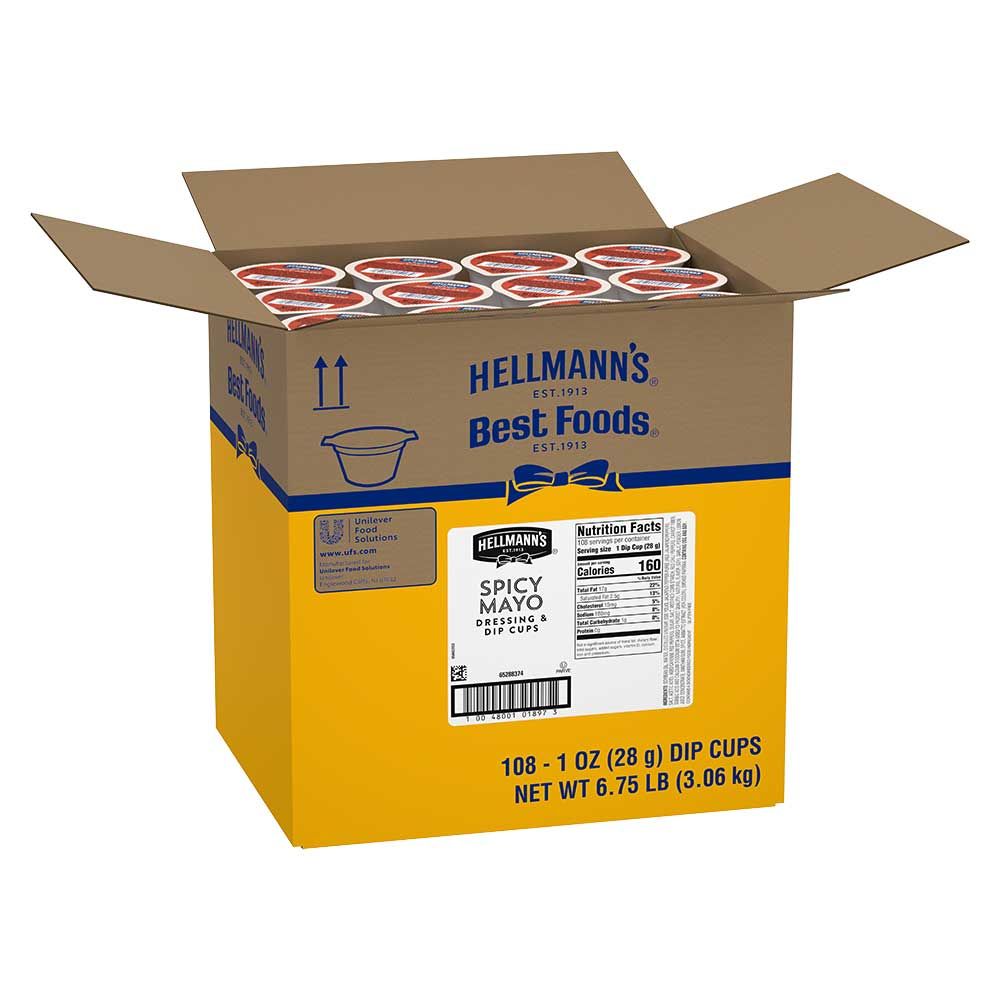 Hellmann's Spicy Mayonnaise Single Serve Dip Cup, 1 Ounce -- 108 Per Case