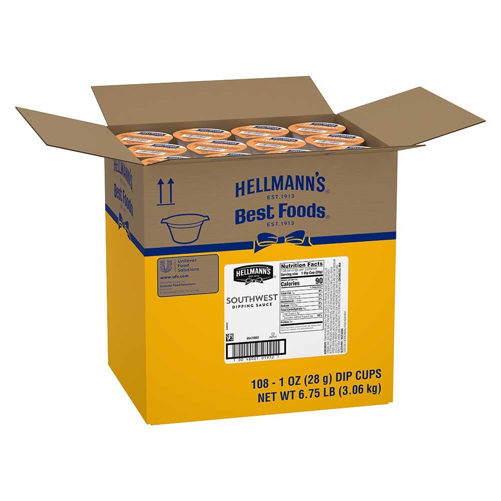 Hellmann's Real Southwest Sauce Single Serve Dip Cup, 1 Ounce -- 108 Per Case