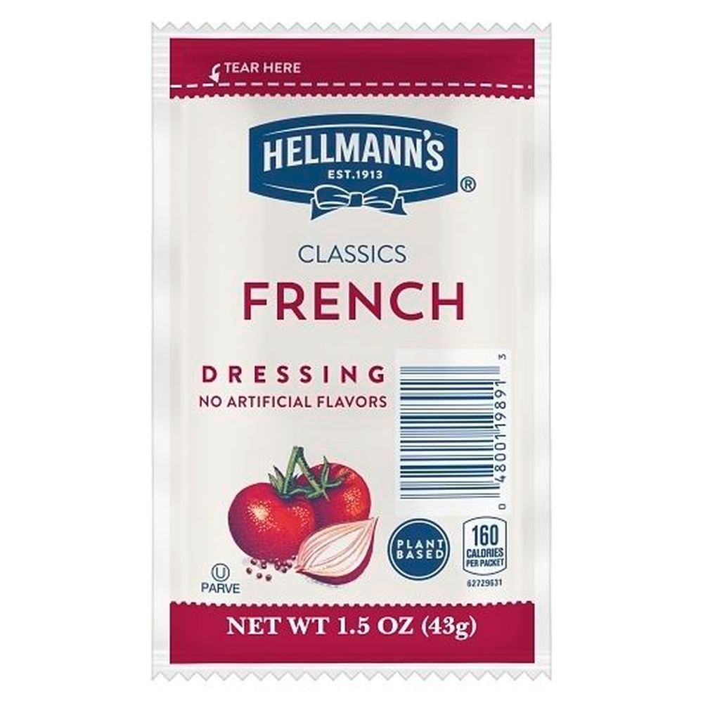 Hellmann's Classics Salad Dressing Portion Control Sachets French, 1.5 Ounce -- 102 Per Case