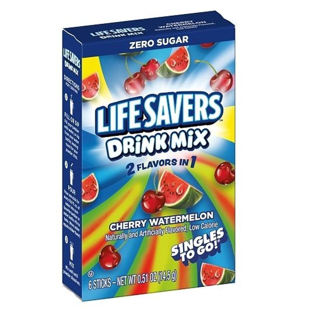 Lifesavers Sugar Free Cherry Watermelon Drink Mix, 6 Count -- 12 Per Case
