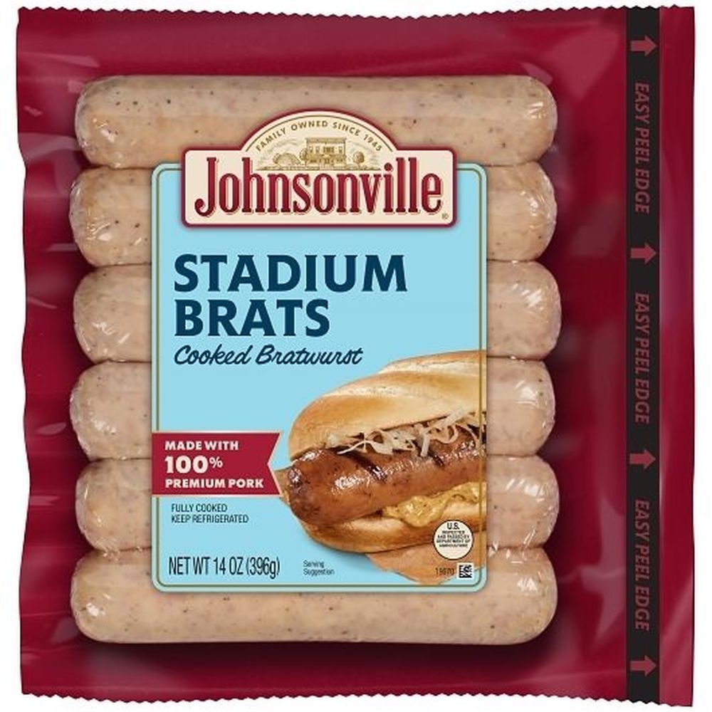 Johnsonville Sausage Fully Cooked Stadium Brat, 6 per pack -- 10 per case.