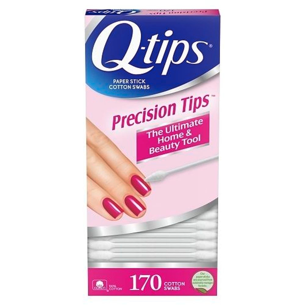 Q-Tip Precision Tips Cotton Swabs - 170 per pack -- 24 packs per case.