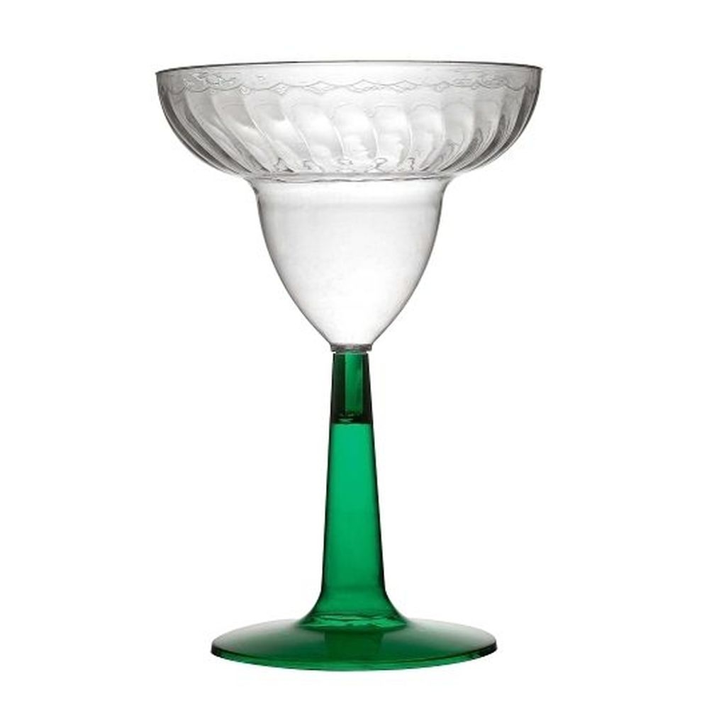 Flairware 12 Ounce Polystyrene Clear Margarita Glass with Green Base
