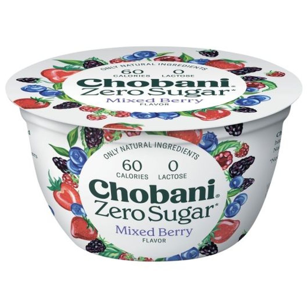 Chobani Zero Sugar Mixed Berry Yogurt, 5.3 Ounce -- 12 Per Case