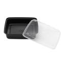48 Ounce Black Square Container with Lid Clear Vented Lid