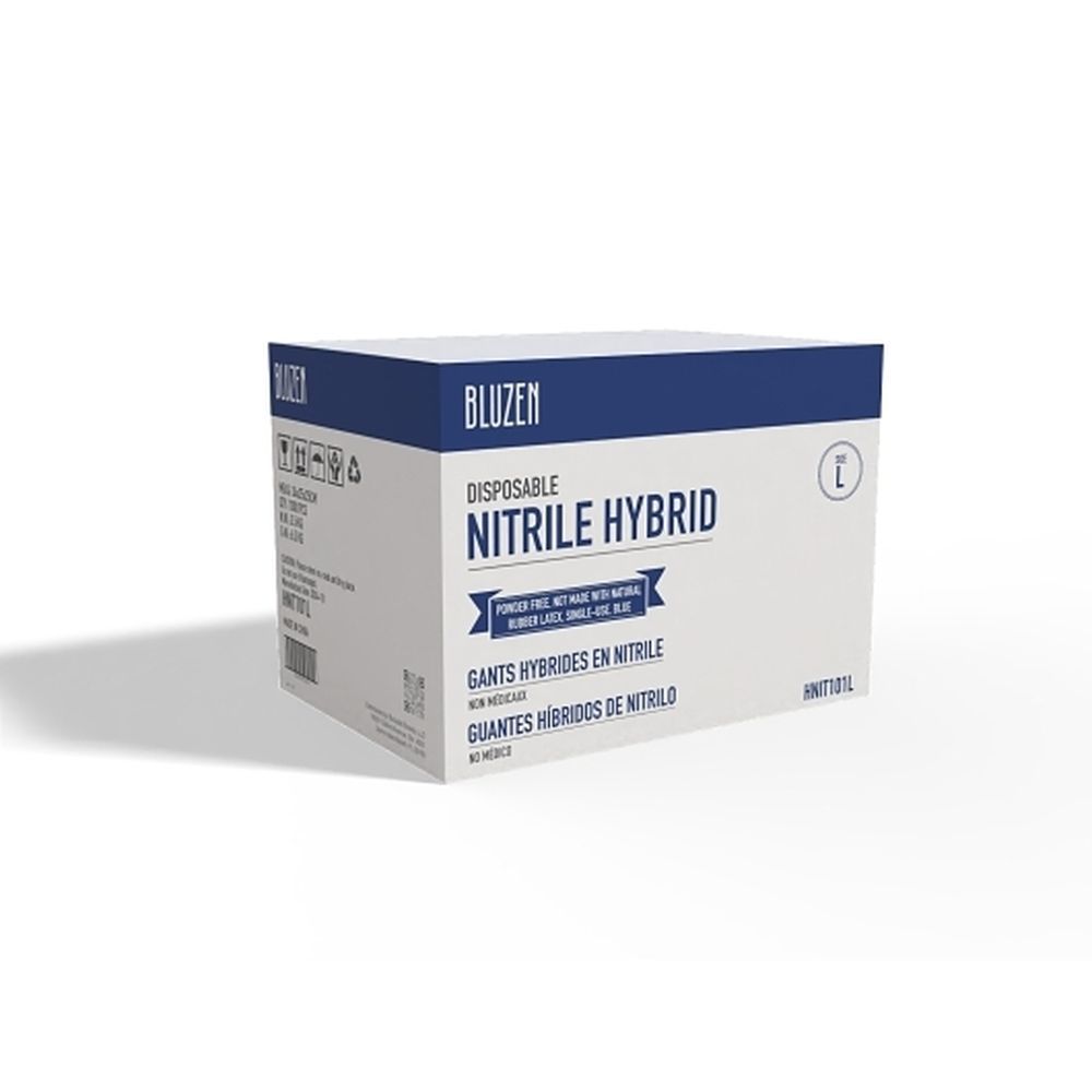 Bluzen Blue Nitrile/vinyl Hybrid Large Powder Free Disposable Gloves, 1000 Count