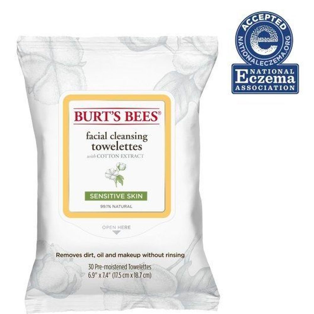 Burt's Bees Facial Cleanser Towelettes For Sensitive Skin, 30 Count -- 12 Per Case