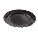 Flairware Polystyrene 9 inch Black Round Scalloped-Edge Dinner Plate