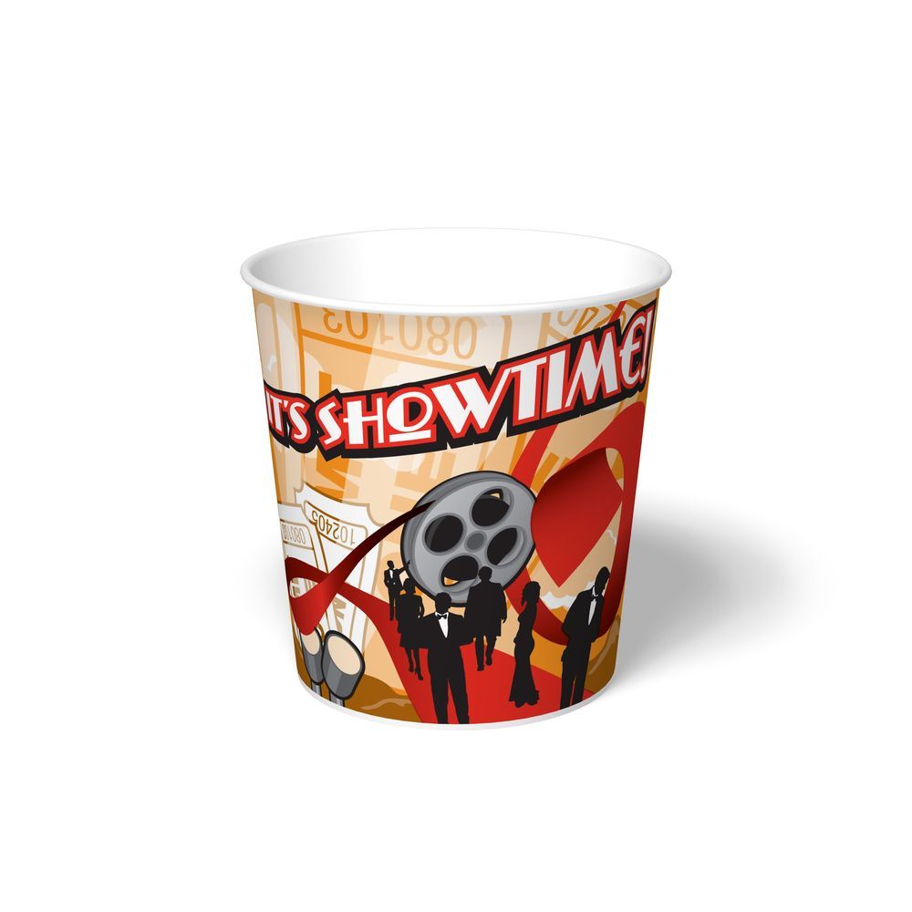 Graphic Packaging Showtime Print Paper Popcorn Bucket, 130 Ounce Capacity -- 300 Per Case