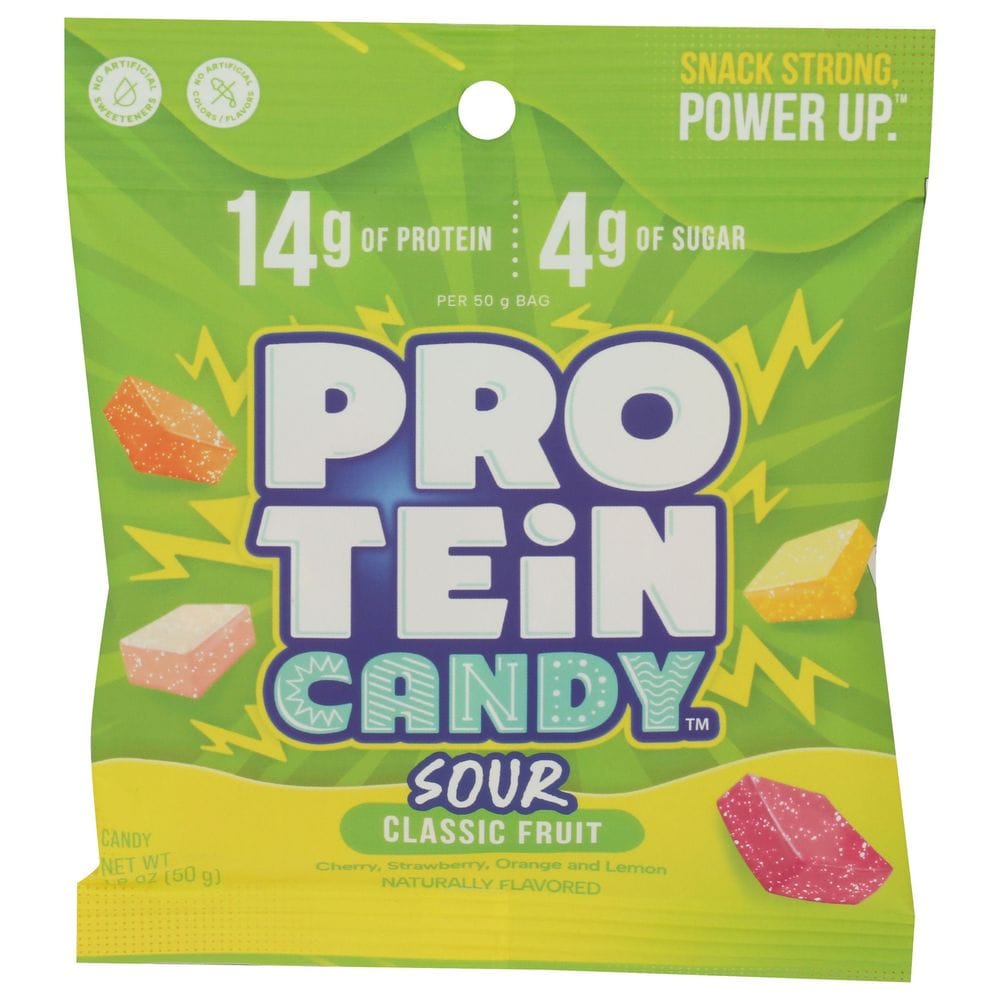 Protein Candy Sour Classic Fruit Chewy Candy, 1.8 Ounce -- 12 Per Case
