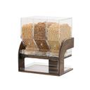 Melrose Collection Chocolate Brown Oak Wood Pull and Serve Three Section Cereal Dispenser