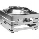 Multi-Chef Square Stainless Steel Warmer with Round Soft Close Chafer and 3 Fuel Holders