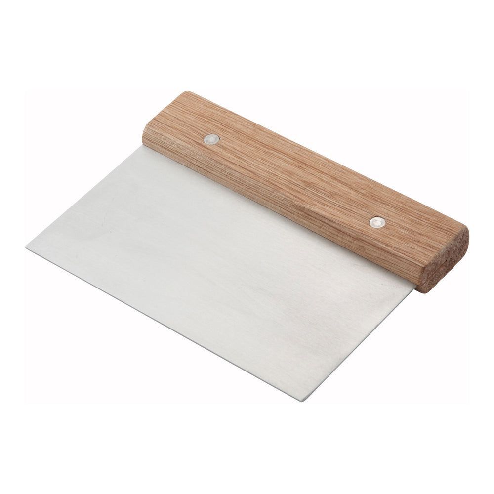 Winco Stainless Steel Dough Scraper With Wood Handle, 6 X 3 Inch Blade