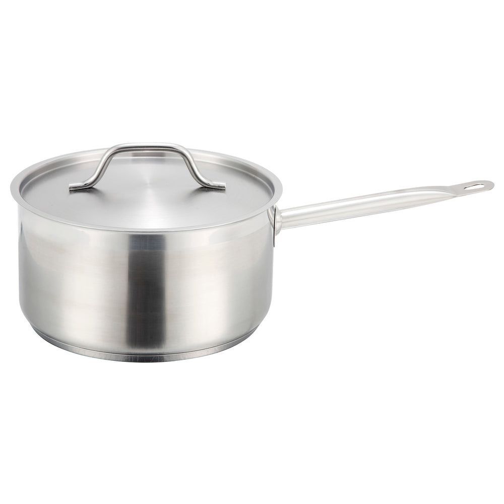 Winco 18/8 Stainless Steel Sauce Pan With Cover, 2 Quart Capacity -- 6 Per Case