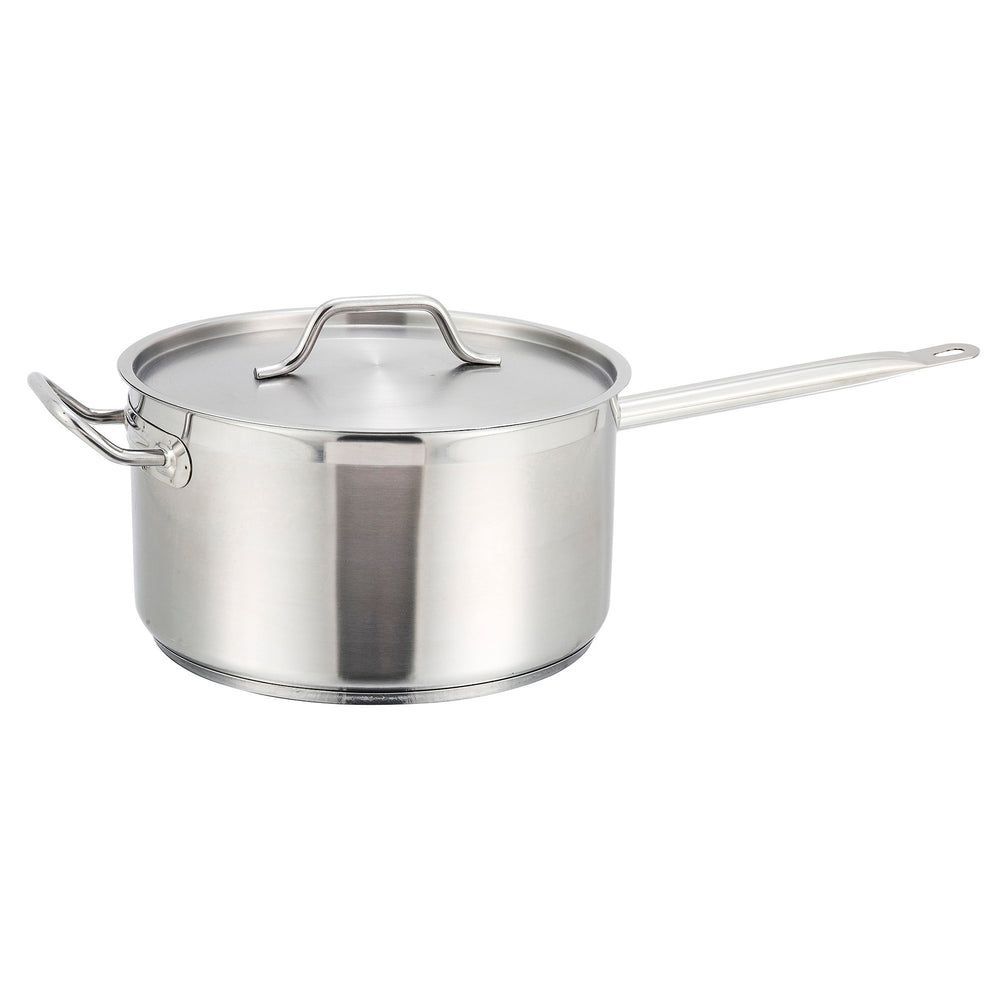 Winco 18/8 Stainless Steel Sauce Pan With Cover, 7.5 Quart Capacity