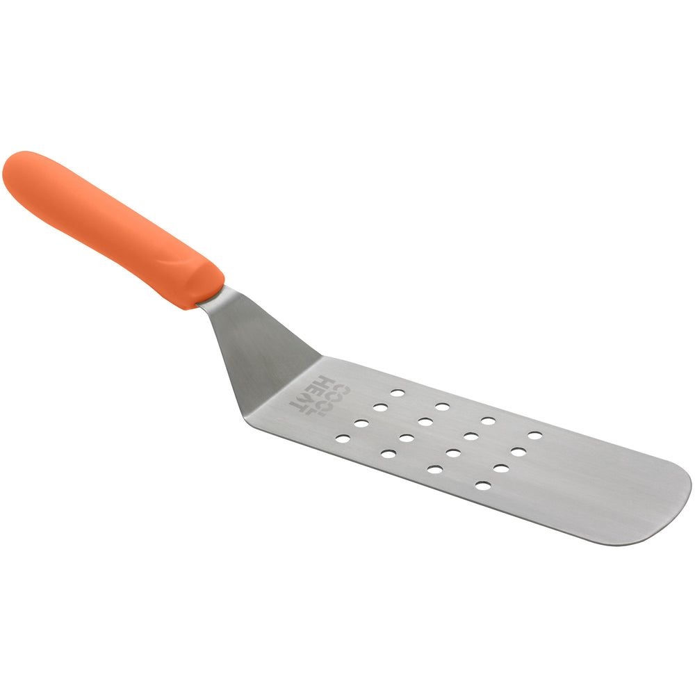 Winco High Heat Perforated Flexible Offset Turner with Orange Nylon Handle, 8 1/4 x 2 7/8 inch Blade