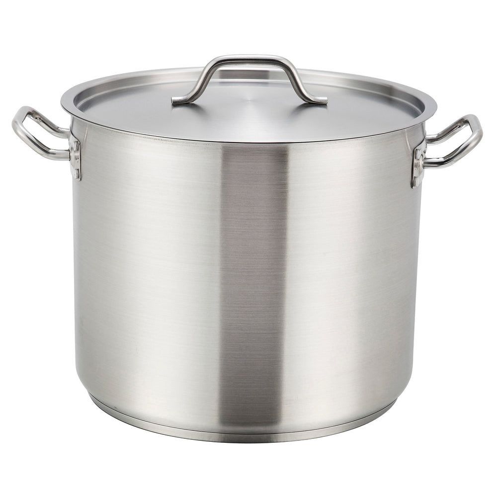 Winco 18/8 Stainless Steel Stock Pot With Cover, 32 Quart Capacity