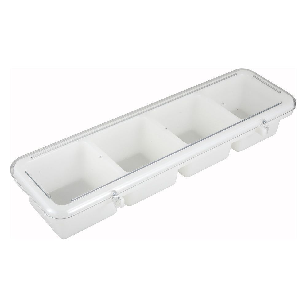 Winco White Plastic 4 Compartments Condiment Holder, 18 X 5 X 3 Inch