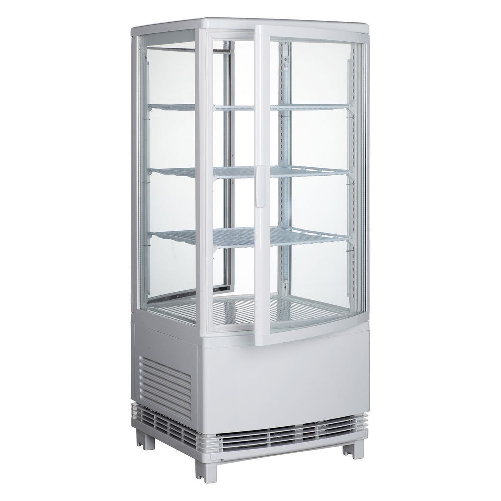 Winco White Plastic 110-120v Countertop Refrigerated Beverage Display With Dual Curved Doors, 17 X 17 X 39 Inch