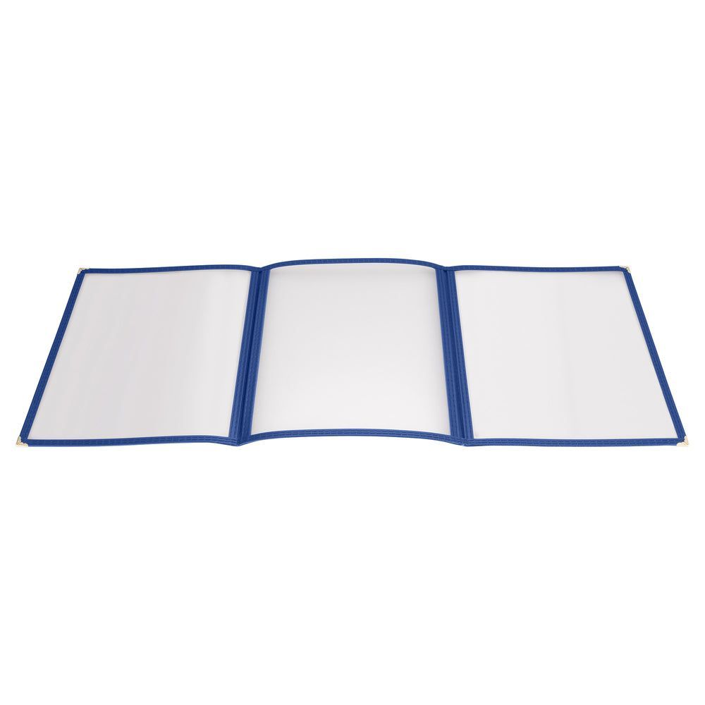 Winco Blue Tri-fold Triple Panel Menu Cover, 9-1/2 X 12-1/8 Inch