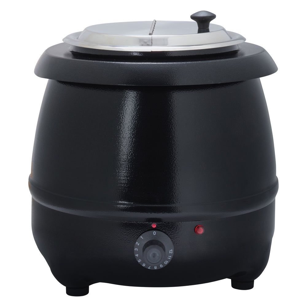 Winco Black 110v Electric Deluxe Kettle Soup Warmer Set, 10 Quart Capacity