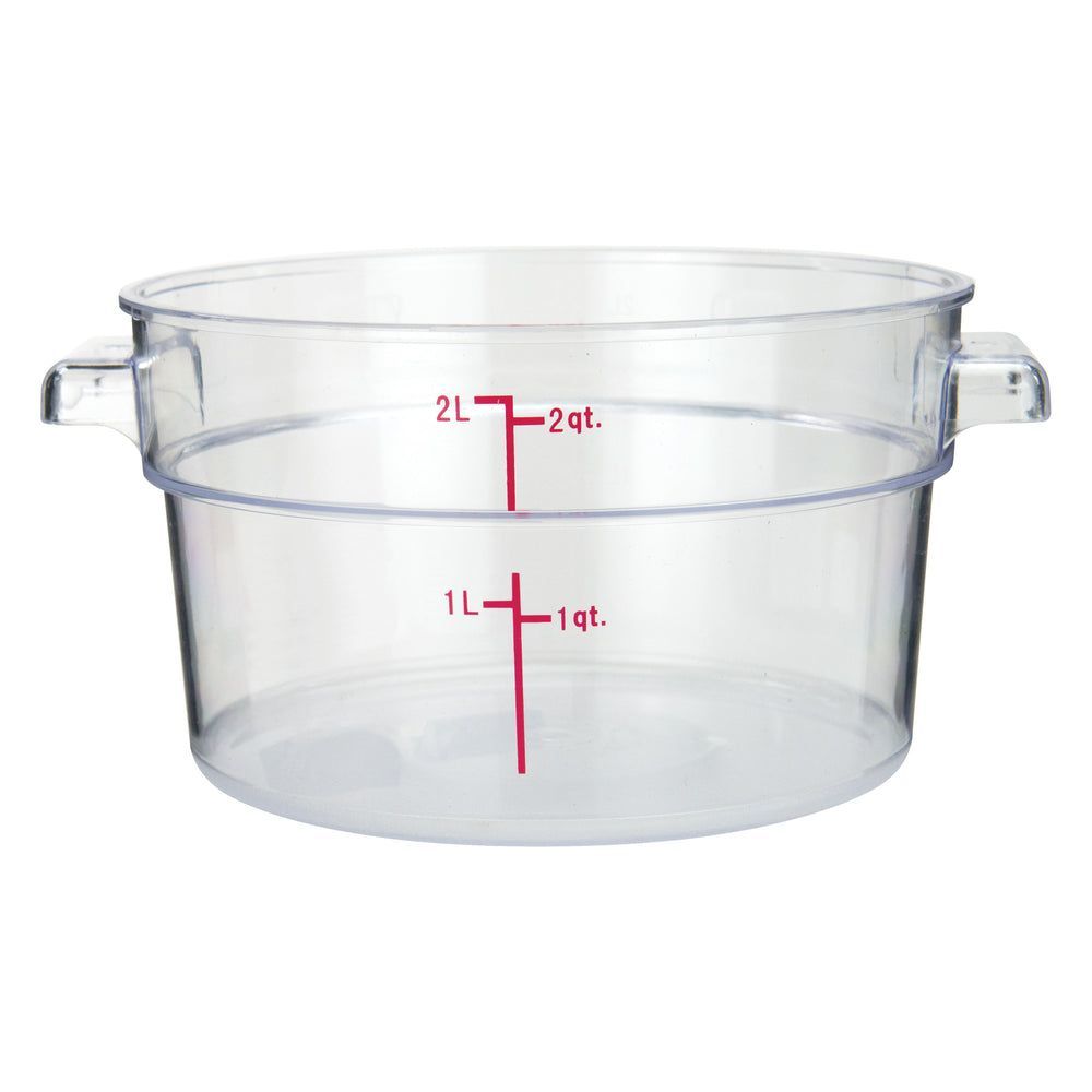 Winco Clear Polycarbonate Round Food Storage Container, 2 Quart Capacity -- 12 Per Case