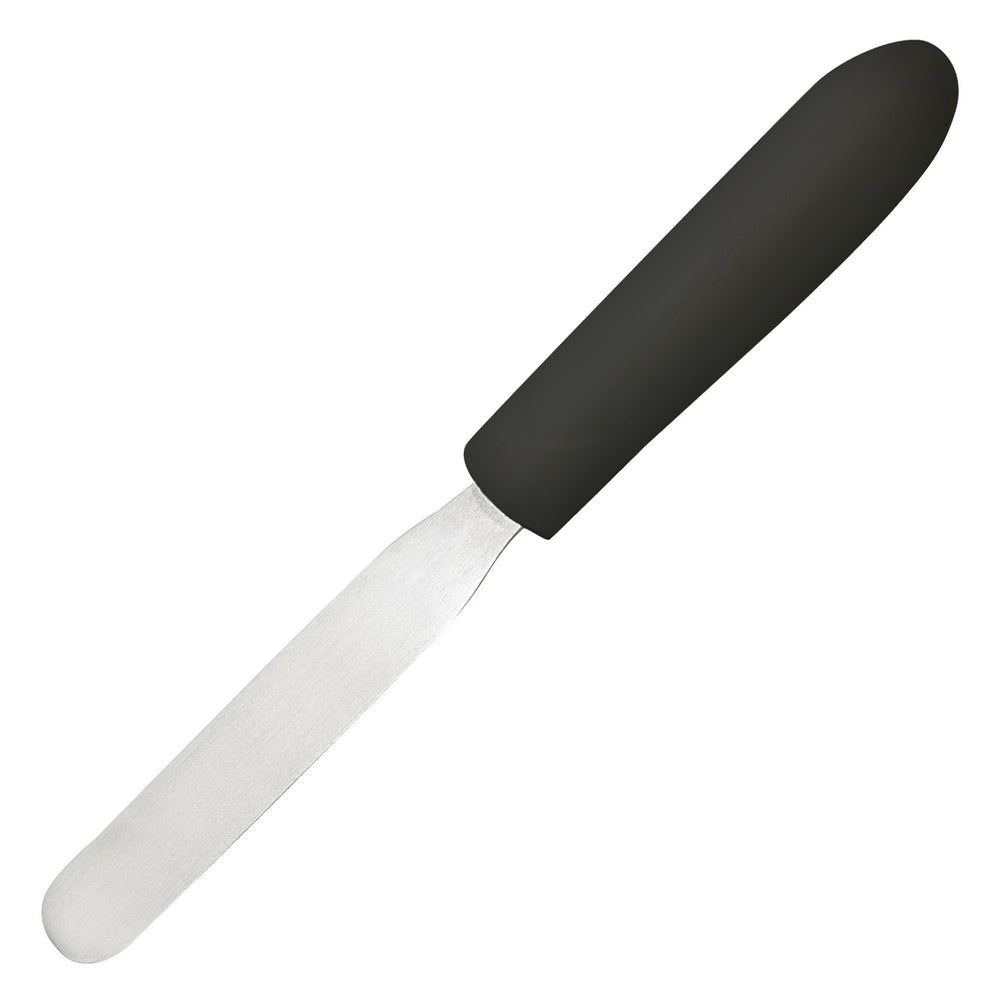 Winco Stainless Steel Satin Finish Bakery Spatula With Black Polypropylene Handle, 4 X 3/4 Inch Blade -- 12 Per Case