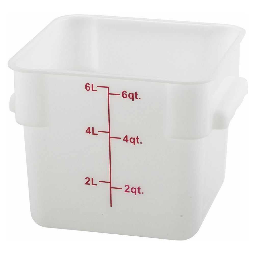 Winco Translucent Polypropylene Square Food Storage Container, 6 Quart Capacity -- 12 Per Case